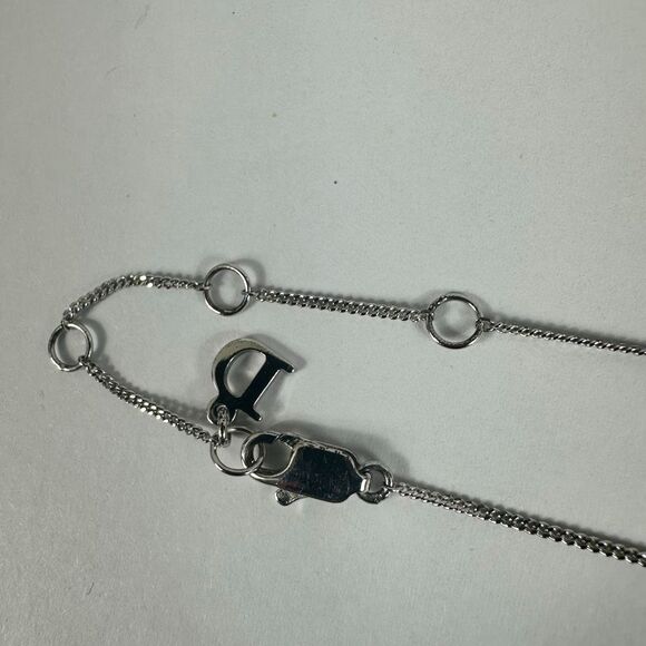 Christian Dior Letter “D” Y-Drop Silver Tone Rhinestone Pendant Necklace - Picture 9 of 11